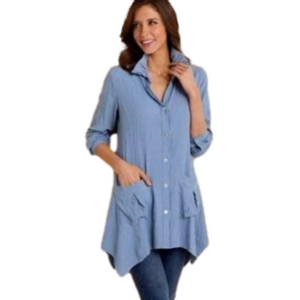 Soft Surroundings Plein Air Gauzy Tunic Top or Dress Cornflower Blue! So Cute!!!